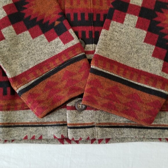 NWT! Soft & Comfy Long-Sleeve Sweater Coat w/Southwestern Design & Button Close - Picture 9 of 15